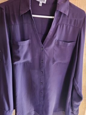 Express Deep Plum Button-Front Blouse